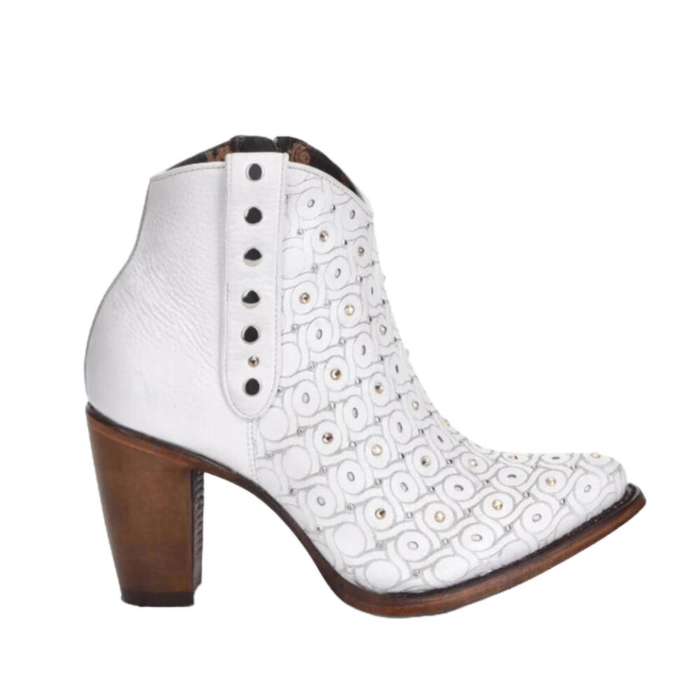 Cuadra Ladies Crystalized Handwoven White Bootie CU482